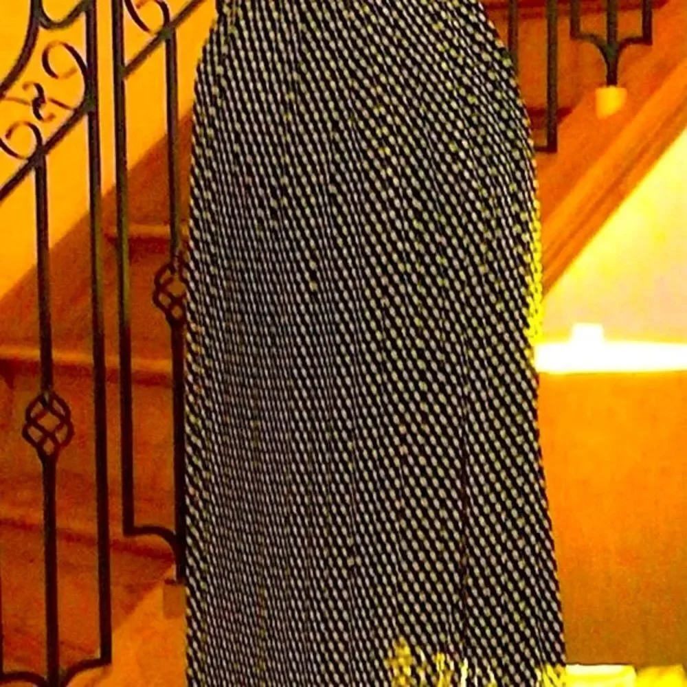 MICHAEL KORS YELLOW & BLACK POLKA DOT PLEATED MINI MAXI SKIRT W/FRONT SLIT NWT
